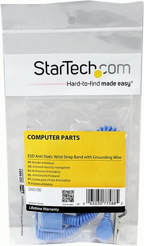 Vista 7 de StarTech.com Alfombrilla antiestática y correa de muñeca ESD con cable de conexión a tierra, pulsera antiestática (SWS100), azul