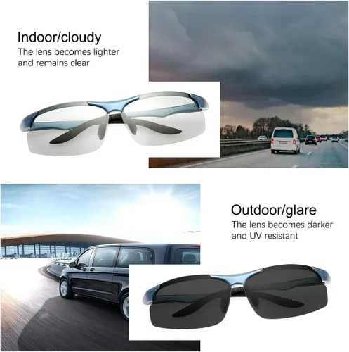 Vista 4 de Gafas de sol polarizadas fotocrómicas para hombre, gafas de seguridad fotocrómicas para mujeres, gafas de visión nocturna, UV400, deportes al aire