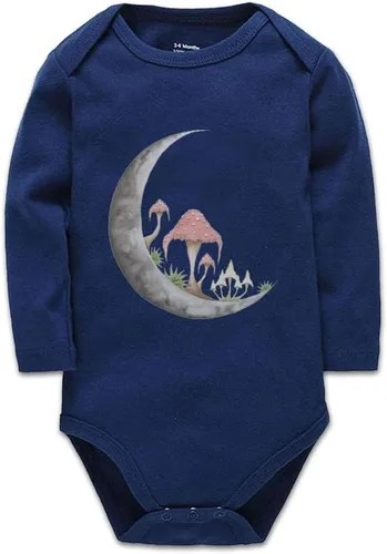 Vista 18 de Mushroom Moon - Body de manga larga para bebé recién nacido de 0 a 24 meses, color blanco Negro-1