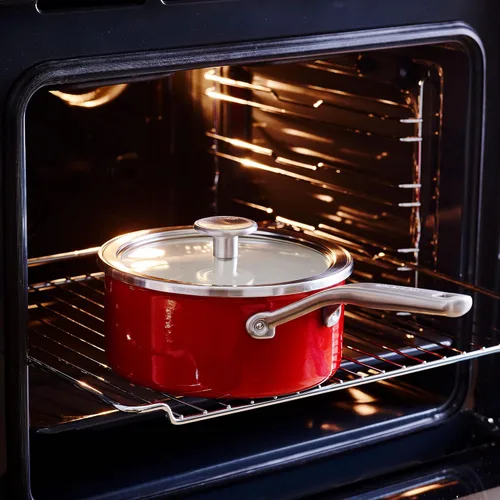 Vista 6 de KitchenAid Steel Core - Juego de utensilios de cocina esmaltados de 10 piezas, color rojo imperio