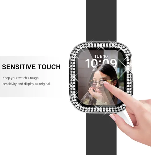 Vista 5 de Surace - Carcasa de 1.49 pulgadas compatible con Apple Watch con protector de pantalla, caja protectora general con diseño de diamantes brillantes
