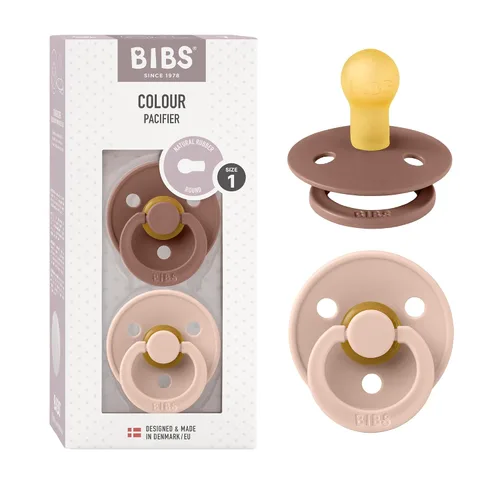Vista 135 de BIBS - Paquete de 2 chupetes para bebés, goma natural libre de bisfenol A, hechos en Dinamarca, colección Colour, para bebés de 18+ meses, azul bebé