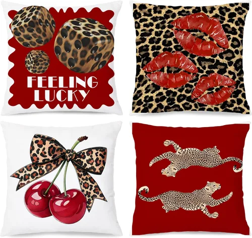 Vista 11 de Trendy Leopard Cheetah Print Pillow Covers 18x18 Set of 4