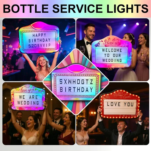 Vista 6 de Letrero de tablero de letras para luces de servicio de botellas, letras acrílicas para servicio de botellas de boda, juego de 2 (A)