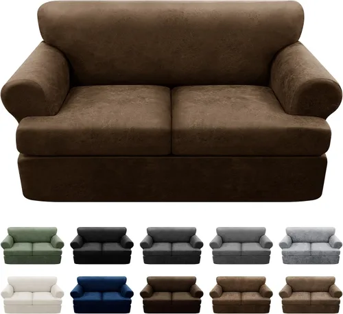 Vista 40 de Fundas para Sillón de 2 Piezas con Cojín en T, Fundas de Aspecto de Cuero para Sofá, Fundas para Sillas, Protector de Muebles Elástico, Funda