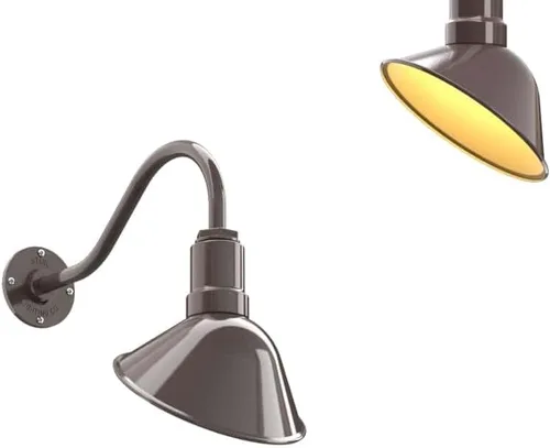 Vista 57 de Steel Lighting Co. Luz de Letrero de Tienda Venice para Pared de Acento de Restaurante al Aire Libre Cúpula de 9 pulgadas Brazo Recto de 6