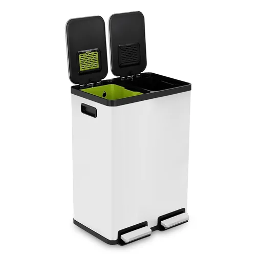 Vista 12 de SIMPLI-Magic Elegante bote de basura negro con pedal de 16 galones (60 litros), cubo de basura de cocina de doble compartimento con contenedores