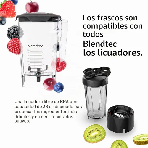 Vista 3 de Blendtec Licuadora profesional 800 (negra), tarro WildSide+ y botella