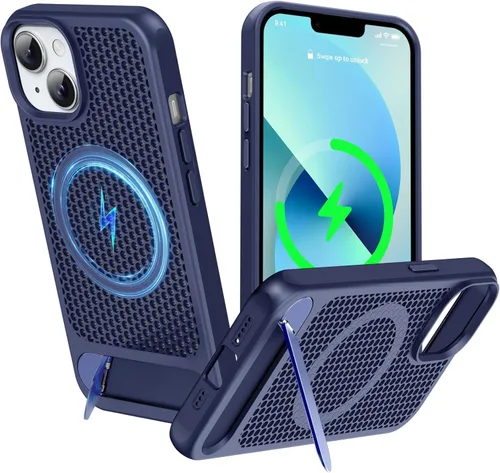 Vista 82 de Funda magnética de disipación de calor para iPhone 13 Pro Max, para MagSafe, protección contra caídas Coolingf, funda con función atril ajustable