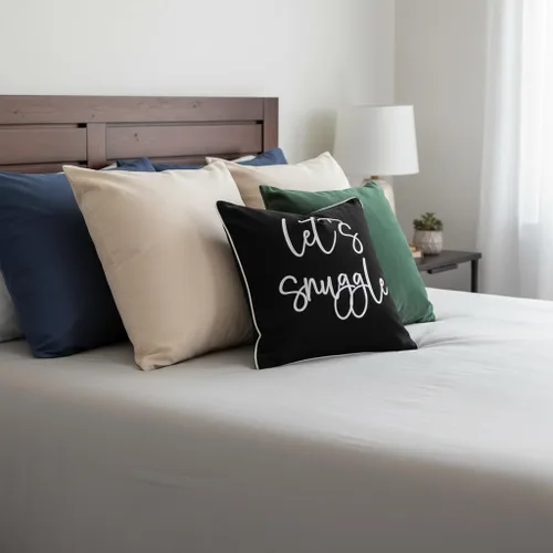 Vista 8 de Sunkifover Let's Snuggle - Funda de almohada decorativa, 18 x 18 pulgadas, algodón bordado en blanco y negro, funda de almohada para cama