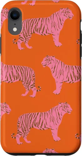 Vista 24 de Funda para iPhone 17 con diseño de tigre rosa y naranja