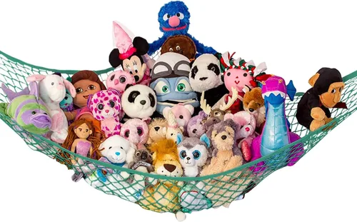 Vista 10 de Hamaca para animales de peluche, grande, almacenamiento de animales de peluche en esquina y red de peluche, hamaca de juguete para animales