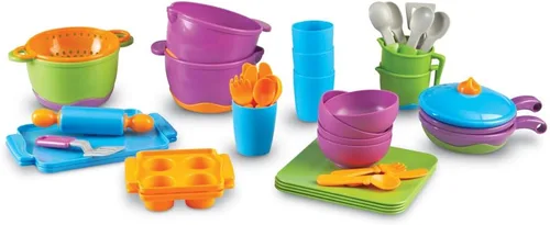 Vista 5 de Learning Resources New Sprouts - Juego de comida para el aula (100 piezas) y juego de cocina (45 piezas)