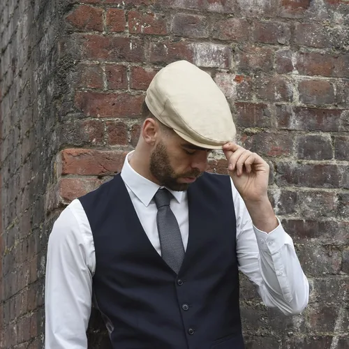 Vista 3 de Newsboy - Gorra para hombre, gorra plana, sombrero de hiedra, gorras para hombre, gorro Gatsby, 100% lino Newsboy