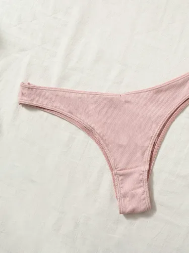 Vista 5 de OYOANGLE Conjunto de 7 piezas de ropa interior transpirable de punto acanalado de tiro bajo para mujer