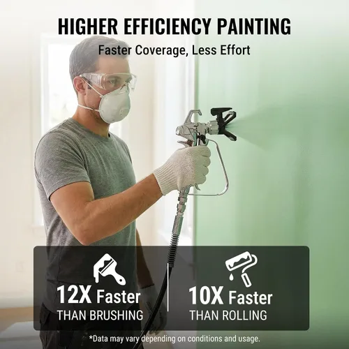 Vista 6 de WORKPRO - Pulverizador de pintura sin aire de 700W, pulverizador de pintura eléctrico de alta eficiencia sin dilución de 2900 PSI con barra