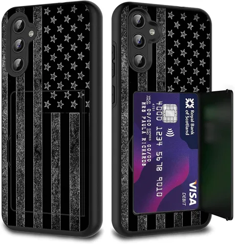 Vista 24 de Funda híbrida de doble capa con función atril para Samsung Galaxy A16 5G de 6.9 pulgadas, diseño de vaca con bandera estadounidense