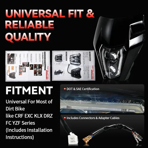Vista 2 de CHANGCHENG - Faro delantero LED para moto de tierra de 66W 3000lm, kit de faro LED universal para motocicleta, faro para la mayoría de motos