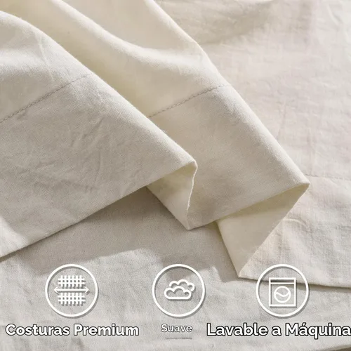 Vista 9 de NEXHOME PRO Juego de 2 fundas de almohada estándar 100% algodón orgánico, cierre de sobre, tacto de lino texturizado natural, suave y duradero Gris