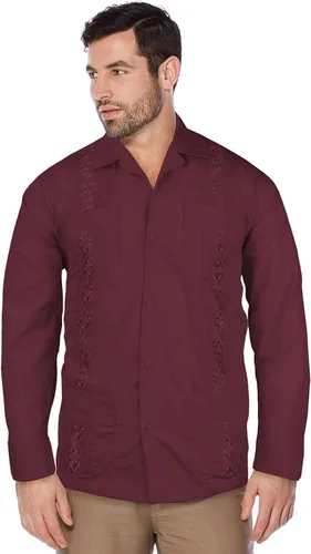 Vista 2 de Guayabera - Camisa de vestir casual con botones y manga larga para hombre