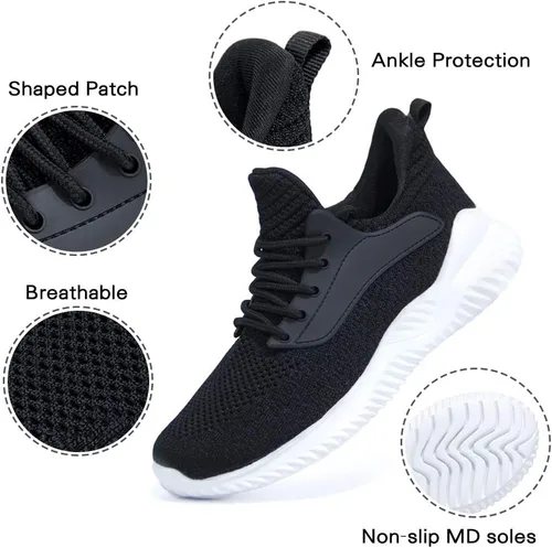 Vista 3 de Akk Womens Walking Shoes - Slip On Tennis Running Shoes Memory Foam Lightweight Work Sneakers for Indoor Outdoor Gym