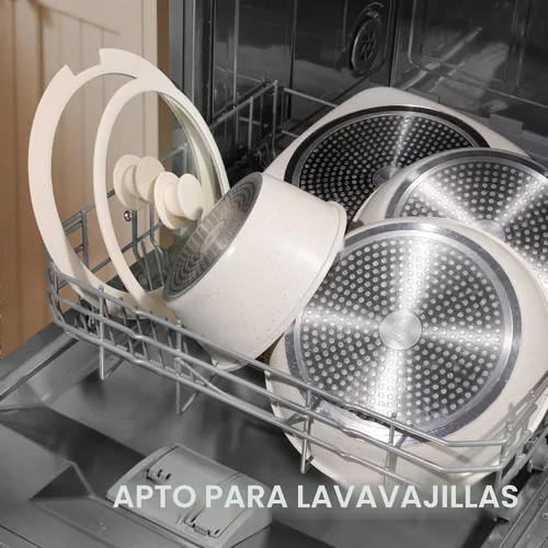 Vista 7 de BECIGAR Juego de 23 piezas de ollas y sartenes de cerámica, juego de ollas y sartenes antiadherentes, juego de ollas y sartenes con asas removibles