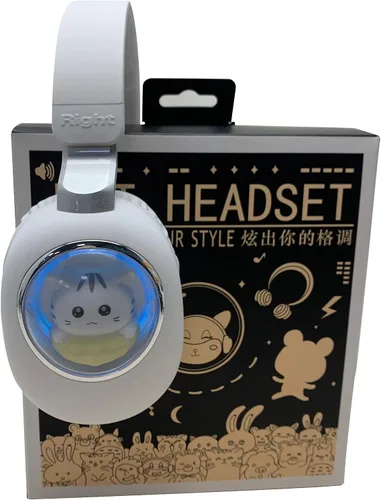 Vista 7 de Auriculares inalámbricos con luces LED, auriculares para niños con Bluetooth iluminado sobre la oreja con micrófono y tarjeta SD para la escuela