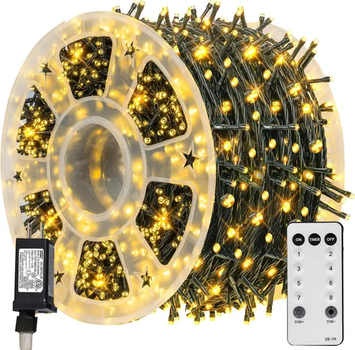 Vista 27 de TW SHINE - Luces de Navidad que cambian de color, 200 luces LED RGB de 66 pies, luces de Halloween para exteriores con control remoto, impermeables