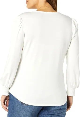 Vista 5 de Tienda Essentials - Camiseta de manga larga con cuello redondo y puños fruncidos para mujer