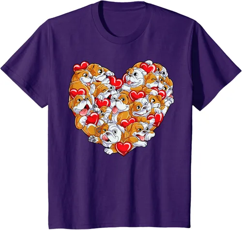 Vista 18 de Camiseta inglesa para el día de San Valentín con diseño de corazón y perro amante de los niños Negro