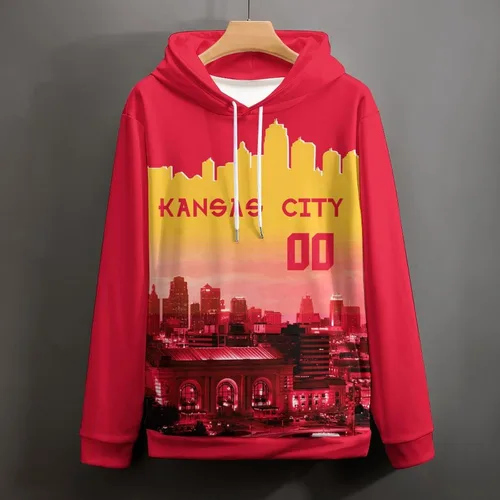 Vista 101 de Custom Football Hoodies City Night Skyline Personalized Sweatshirt Name Number Fan Gift Pullover for Men Women Youth