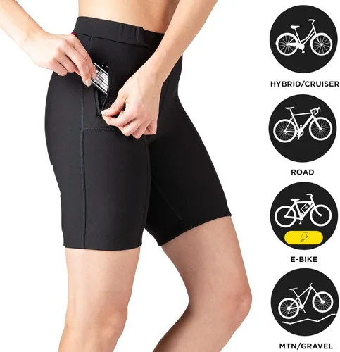 Vista 5 de Terry Pantalones cortos de ciclismo Touring regulares, de compresión acolchada con entrepierna de 8 pulgadas para mujer