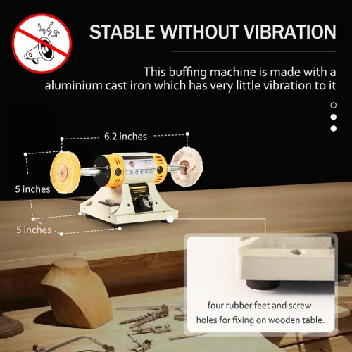 Vista 4 de Máquina pulidora de velocidad ajustable, pulidora de torno de banco multifunción, amoladora de banco, máquina pulidora utilizada para la fabricación