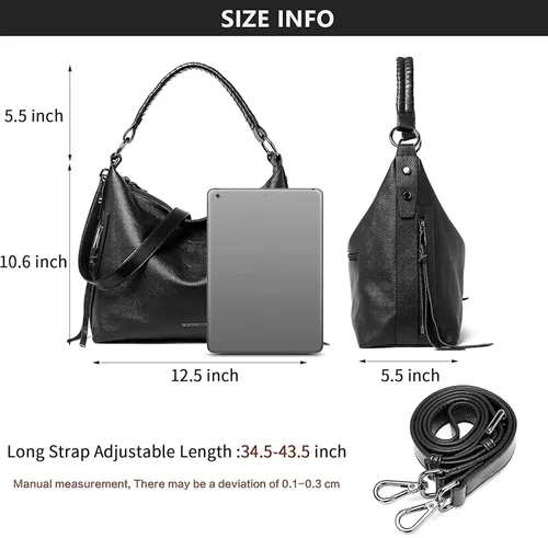 Vista 6 de BOSTANTEN Bolso de mano de cuero para mujer, bolsos de hombro