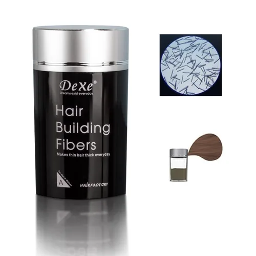Vista 2 de Dexe Fibras de construcción capilar 0.78 oz, marrón claro Cubre instantáneamente el cabello fino y delgado, oculta las manchas finas para un