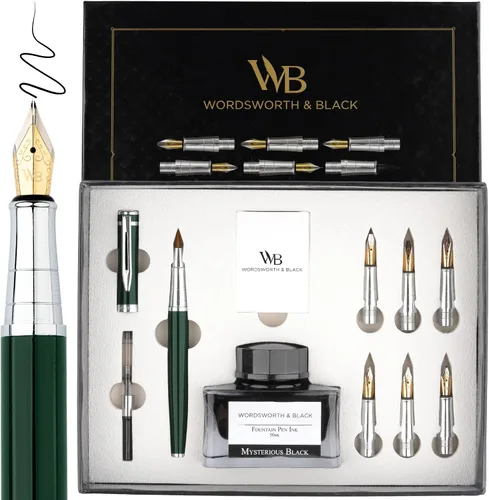 Vista 13 de Wordsworth & Black Luxury Calligraphy Pen Set for Writing, 6 Nibs,All Black Todo negro