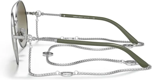 Vista 2 de GIORGIO ARMANI Woman Sunglasses Silver Frame, Gradient Green Lenses, 56MM