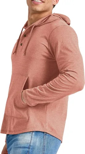 Vista 3 de Hanes Sudadera con capucha para hombre Originals Tri-Blend con cuello Henley