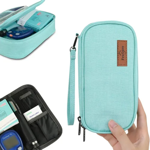 Vista 5 de Maletín de viaje para diabéticos para diabéticos, bolsa de enfriamiento aislada, color gris