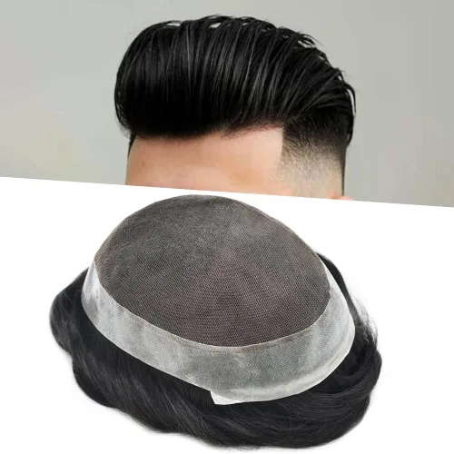 Vista 25 de Mens Toupee Hair Piece Real Cabello humano suave francés Encaje Toupee para hombres Sistema de reemplazo de cabello Hombres Hairpieces Hombres