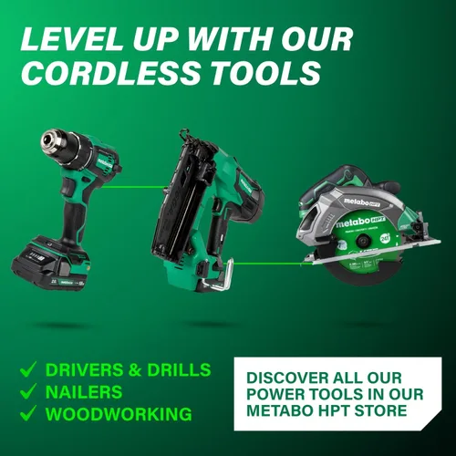 Vista 13 de Metabo HPT Taladro Percutor Inalámbrico MultiVolt™ de 18V, Destornillador de Impacto, Sierra Recíproca, y Linterna Kit Combinado de 4 Piezas