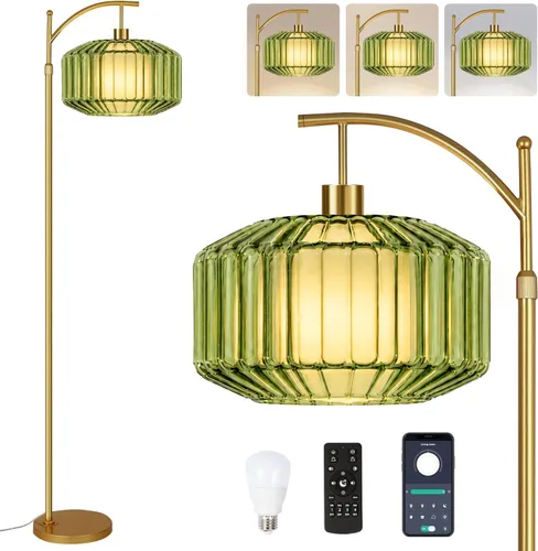 Vista 14 de QIYIZM - Lámpara de pie con diseño de árbol de 3 bombillas; alta, rústica, estilo rural, industrial y boho, pantalla de mimbre y bambú; para sala