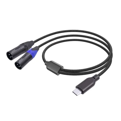 Vista 9 de Cable de audio USB C a doble XLR macho de 3.3 pies,Cable amplificador de potencia estéreo macho USB C a 2 XLR, conexión USB c para teléfono móvil
