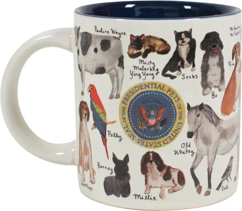 Vista 3 de The Unemployed Philosophers Guild Presidential Pets - Taza con famosos amigos peludos y emplumados de los presidentes de Estados Unidos, viene