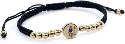 Vista 13 de Pulsera de cuerda ajustable tejida a mano con dije de mal de ojo de la suerte para la protección