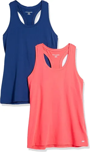 Vista 15 de Amazon Essentials Camiseta sin mangas Active Quick Dry Tech Stretch Racerback Cuello Redondo para Mujer, Multipacks Beige/Rosa intenso