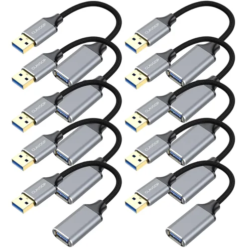 Vista 8 de Cable de extensión USB corto de 6 pulgadas, cable extensor USB A 3.0 macho a hembra trenzado compatible con unidad flash, impresora, cámara, ratón