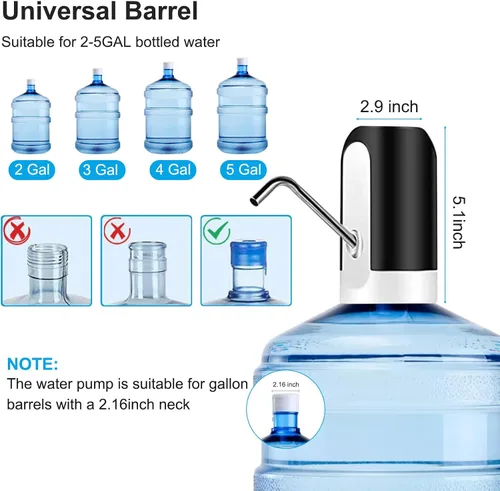 Vista 4 de Bomba de agua universal para botella de 5 galones, dispensador de agua eléctrico, bomba de agua automática portátil con interruptor y carga USB