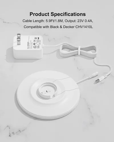 Vista 5 de Base de cargador de 23 V para aspiradora de mano Black and Decker CHV1410L Dustbuster, base de carga certificada ETL con protección de seguridad