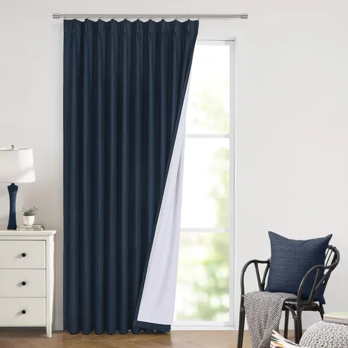 Vista 28 de Vision Home Cortinas marrones con pliegues pinzados, opacas completas, cortinas de ventana de lino mezclado para oscurecer la habitación, cortinas
